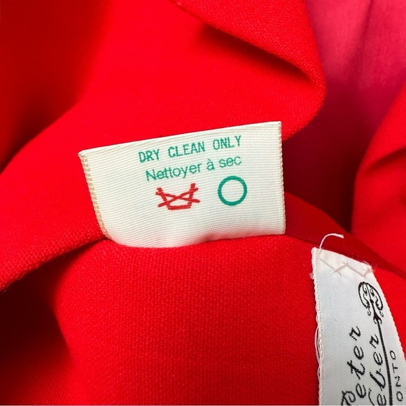 Vintage 60s 70s Skirt & Jacket Two Piece Set Sz XXS XS Red Wool Blend Retro Mod - Picture 11 of 12